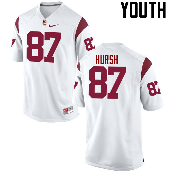 Youth #87 Alec Hursh USC Trojans College Football Jerseys-White